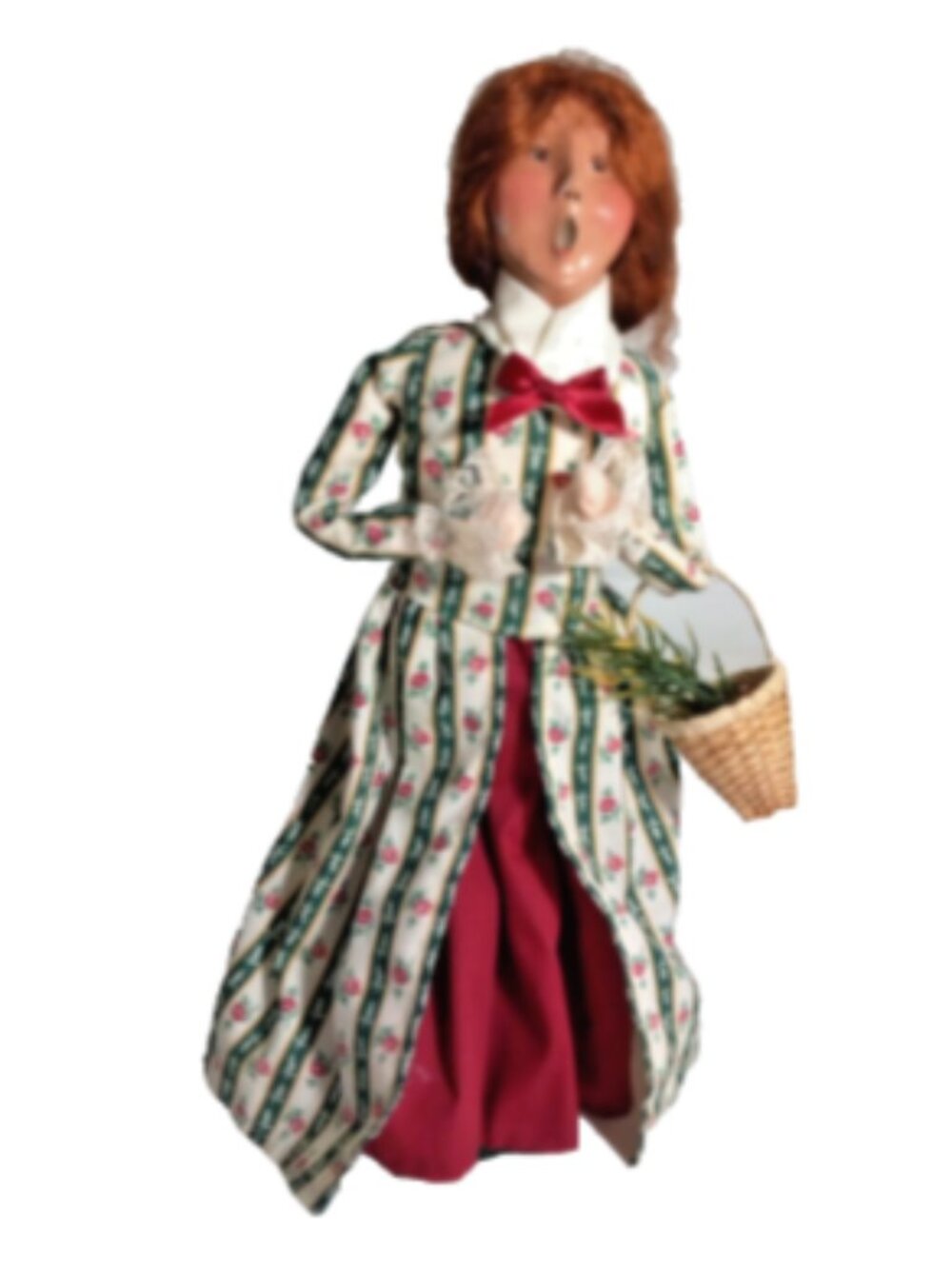 Byers' Choice Williamsburg Caroler Woman Basket Floral Dress Christmas Figurine